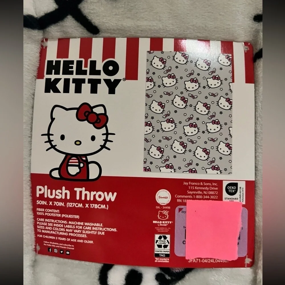 Hello Kitty Pink and Grey Plush Throw